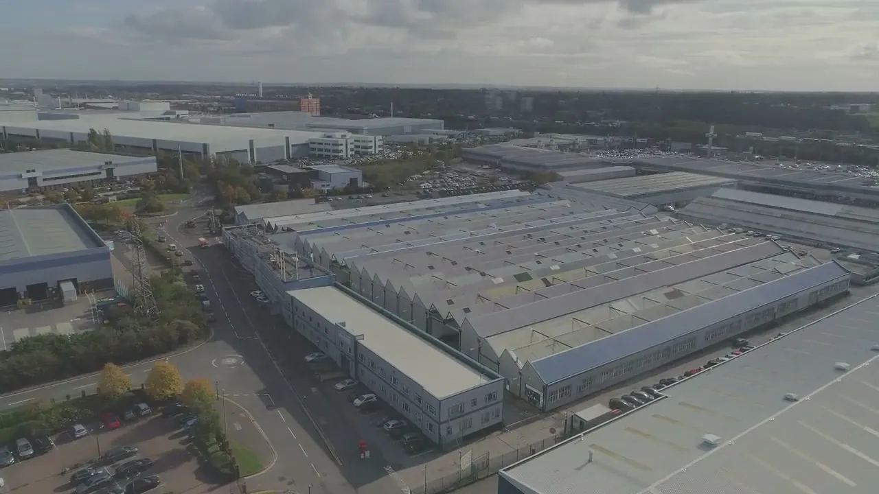 Aerial view of an industrial estate